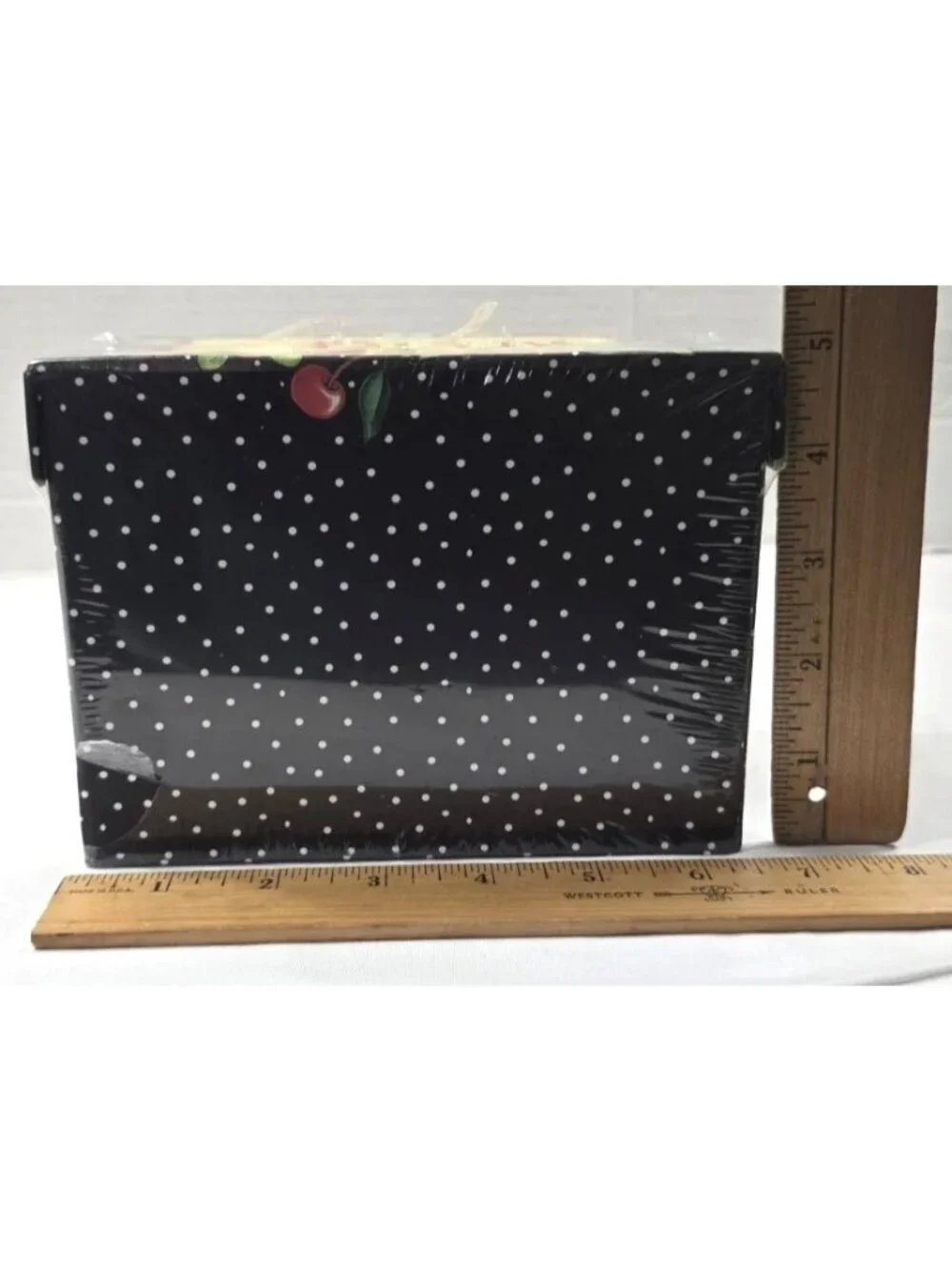 New sealed Mary Englebreit Black Polka Dot Recipe Box+8 Dividers 2009 Studio 8